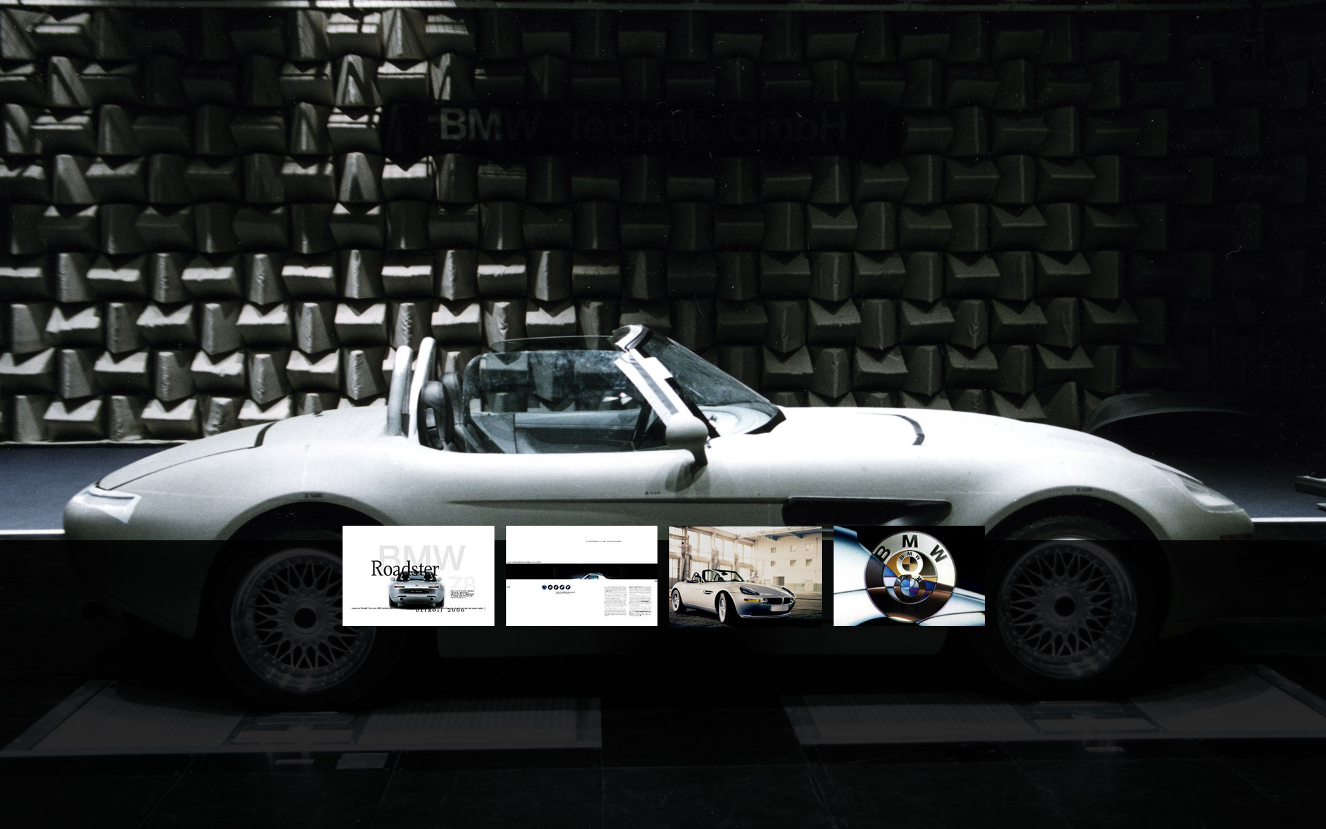 BMW, Editorial Design für Präsentation des BMW Z8 Roadster (E52 im Windkanal) in Detroit, USA.