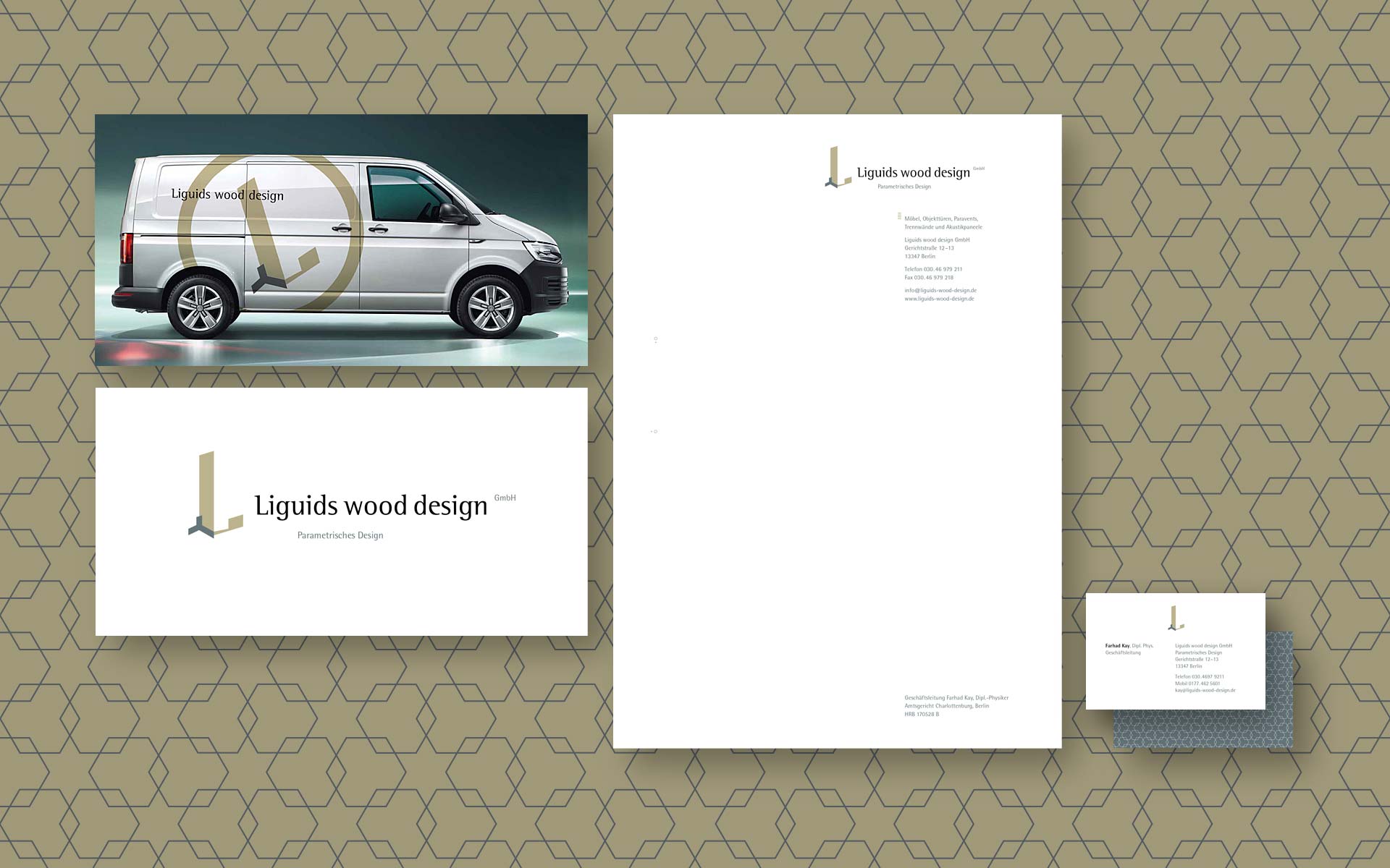 Corporate Design Liguids wood design, Parametrisches Design